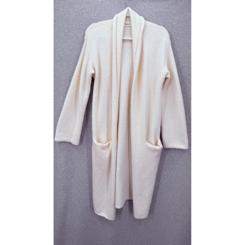 Sleeping on Snow Cardigan Sweater Women Medium Cream Longline Open Front Alpaca